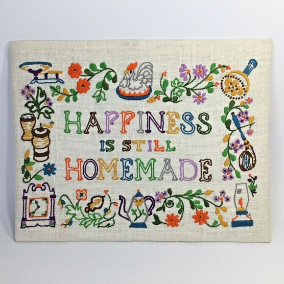 Completed~Crewel Embroidery~Happiness Homemade~ - Picture 2 of 8